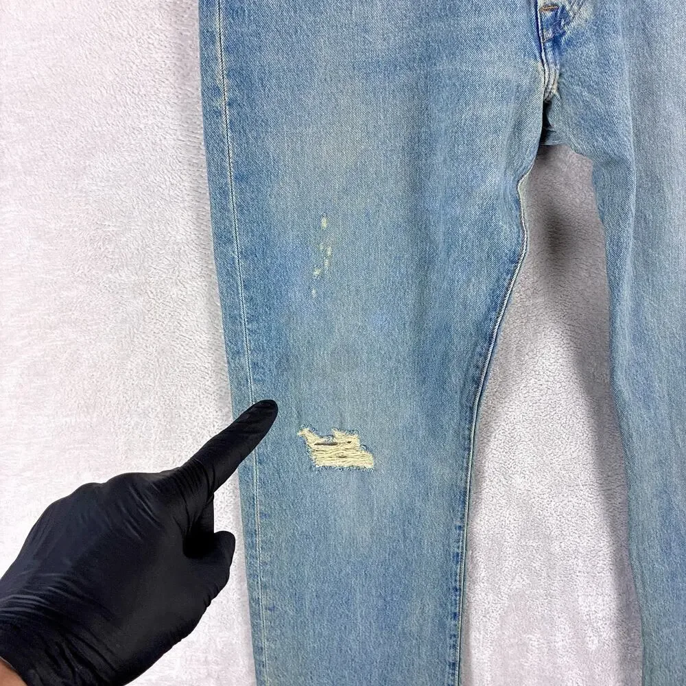 Levis 501 Jeans Mens 36x34 Faded Distressed Whiskered Button Fly Classic Preppy